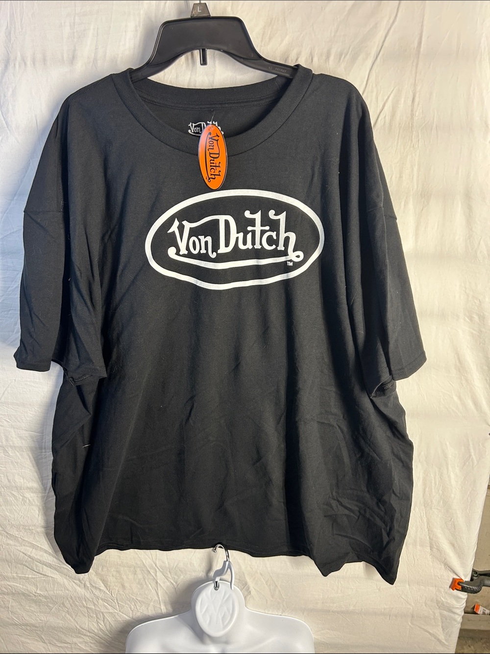 Von Dutch Black Tee with White Oval Logo